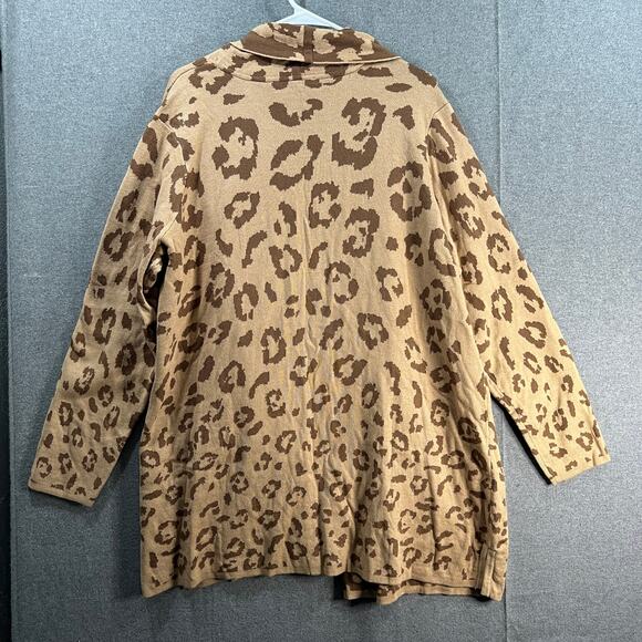Isaac Mizrahi Live! Jacquard Shawl Collar Sweater Cardigan Leopard, X-Large - Picture 2 of 10